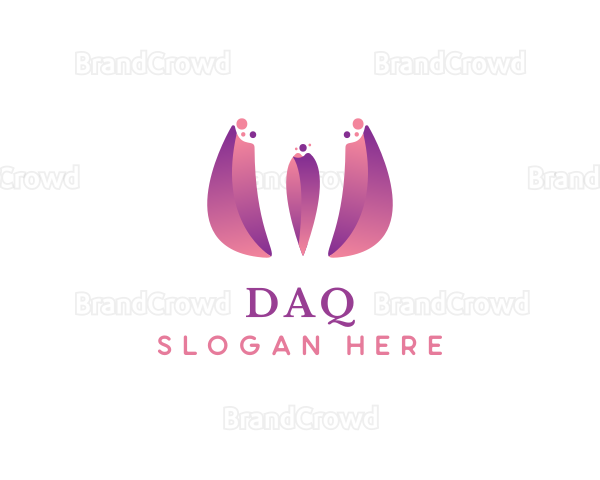 Gradient Floral Letter W Logo