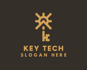 Gold Sun Home Key logo design