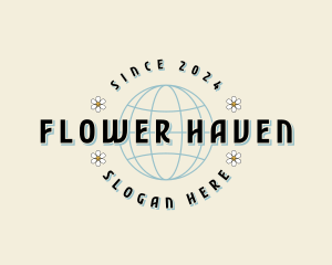 Millennial Globe Flower logo design