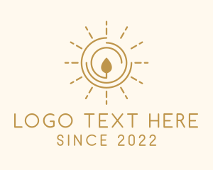 Healing - Bohemian Sun Candle Flame logo design