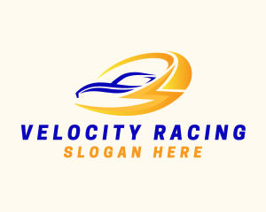 Lightning Bolt Car Race logo design