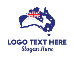 Australian Flag - Australia Kangaroo Wildlife Tourism logo design
