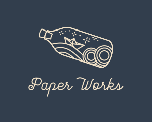 Paper - Monoline Bottled Paper Boat logo design