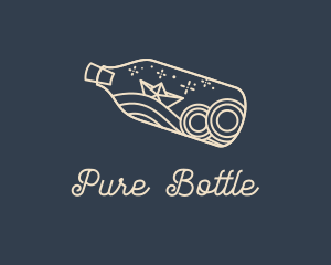 Bottle - Monoline Bottled Paper Boat logo design