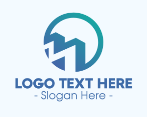 Negative Space - Blue Letter M Circle logo design