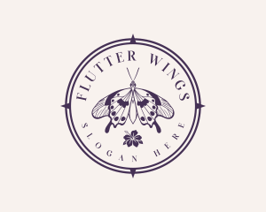 Floral Butterfly Wings logo design