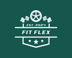 Calisthenics - Tire Barbell Shield logo design