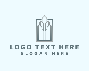 Leasing - Skyscraper Building Construction logo design