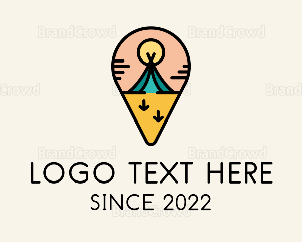 Camping Teepee Pin Location Logo