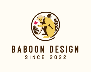 Baboon - Wild Monkey Flower logo design