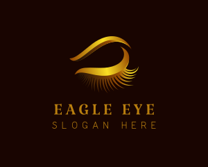 Golden Eyelashes Cosmetic logo design