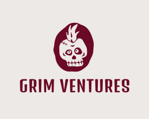 Grim Mohawk Skull logo design