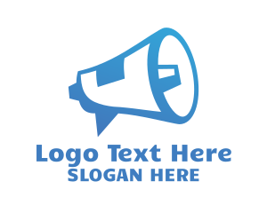 Horn - Blue Megaphone Announcement logo design