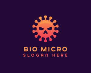 Microbiology - Orange Virus Skull logo design
