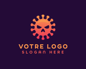 Bacteria - Orange Virus Skull logo design