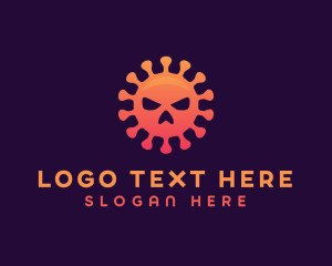 Death - Orange Virus Skull logo design