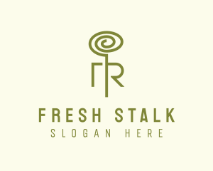 Stalk - Green Plant Tendril Letter R logo design