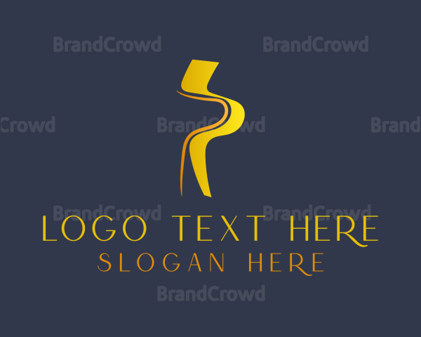 Gold Letter P Ribbon Logo