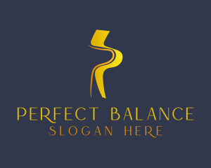 Gold Letter P Ribbon logo design