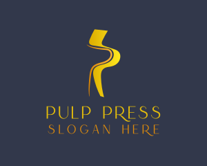 Gold Letter P Ribbon logo design