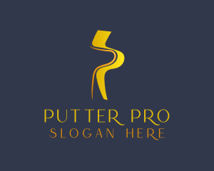 Gold Letter P Ribbon logo design