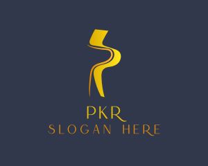 Gold Letter P Ribbon logo design