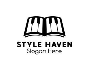 Music - Piano Music Lessons Book logo design