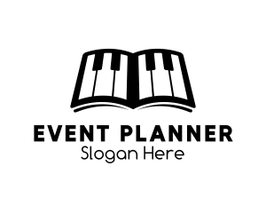 Piano Music Lessons Book logo design