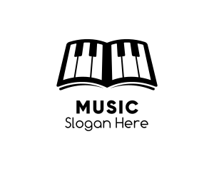 Piano Music Lessons Book logo design