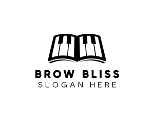 Piano Music Lessons Book logo design