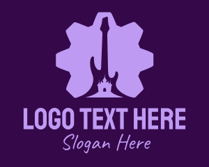 Purple - Cog Guitar Castle logo design