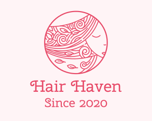 Pink Hair Hairdresser  logo design