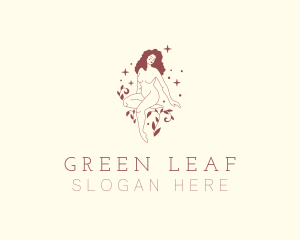 Leaf Sparkle Wellness Lady logo design