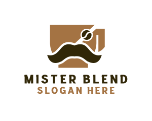 Coffee Cup Mustache logo design