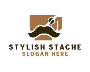 Mustache - Coffee Cup Mustache logo design