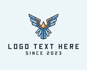 Geometric - Mechanical Flying Bird logo design