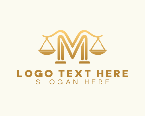 Court House - Lawyer Scale Letter M logo design