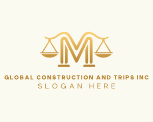 Court House - Lawyer Scale Letter M logo design