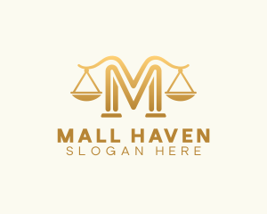 Lawyer Scale Letter M logo design