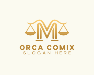 Prosecutor - Lawyer Scale Letter M logo design