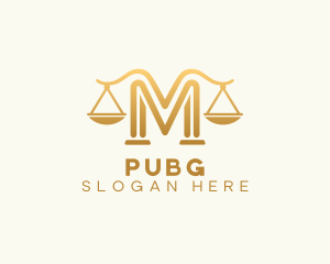 Politician - Lawyer Scale Letter M logo design