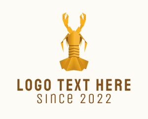 Paper Folding - Yellow Lobster Origami logo design