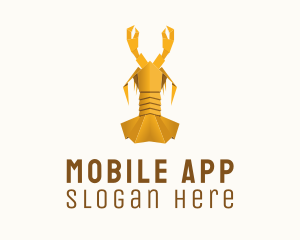 Yellow Lobster Origami  Logo