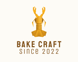 Yellow Lobster Origami  logo design