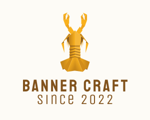 Yellow Lobster Origami  logo design