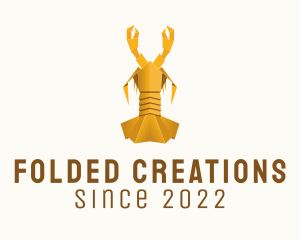 Yellow Lobster Origami  logo design