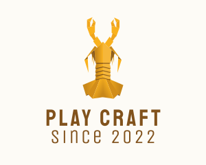 Yellow Lobster Origami  logo design