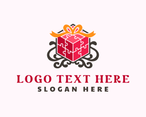 Present - Puzzle Gift Cube logo design