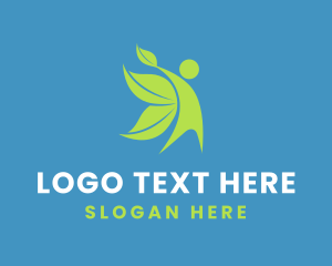 Herbal - Healthy Human Leaf Wings logo design