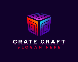 Crate - Cube Computer Gaming logo design
